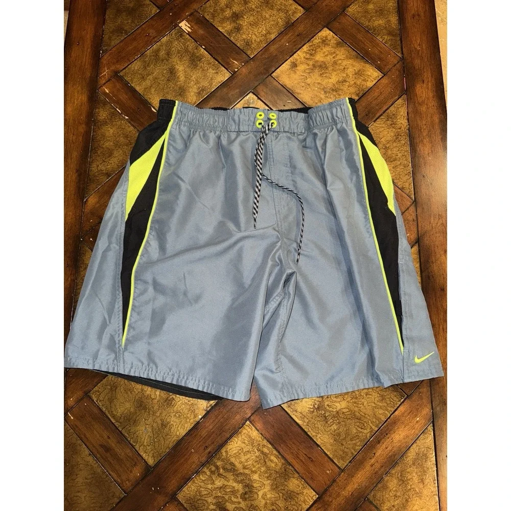 Nike Elastic Waistband Blue Swim Surf Boarding Shorts Men's Large